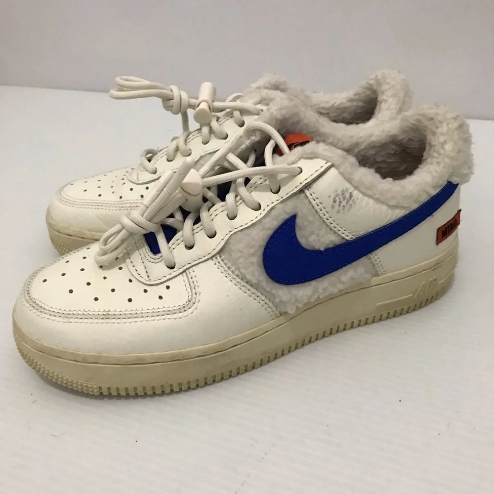 Nike Air Force 1 '07 'Sherpa Fleece' White Blue Kid Size 6